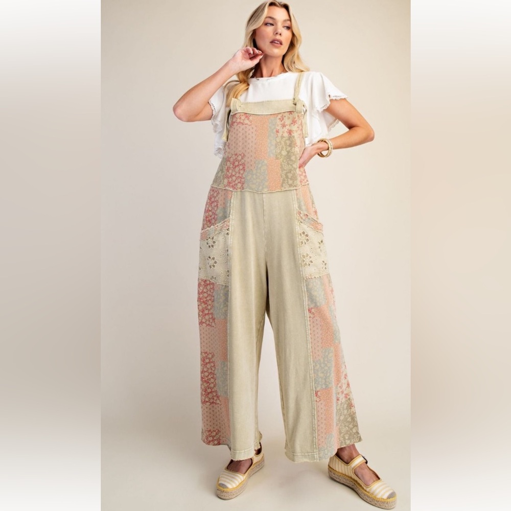 Boho Patchwork Wide-Leg Overalls